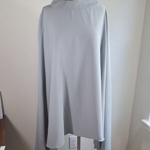 Stylewe Women’s Cape Poncho Silver Gray Size 2XL Pearl Trim Cuff Abaya Zipper